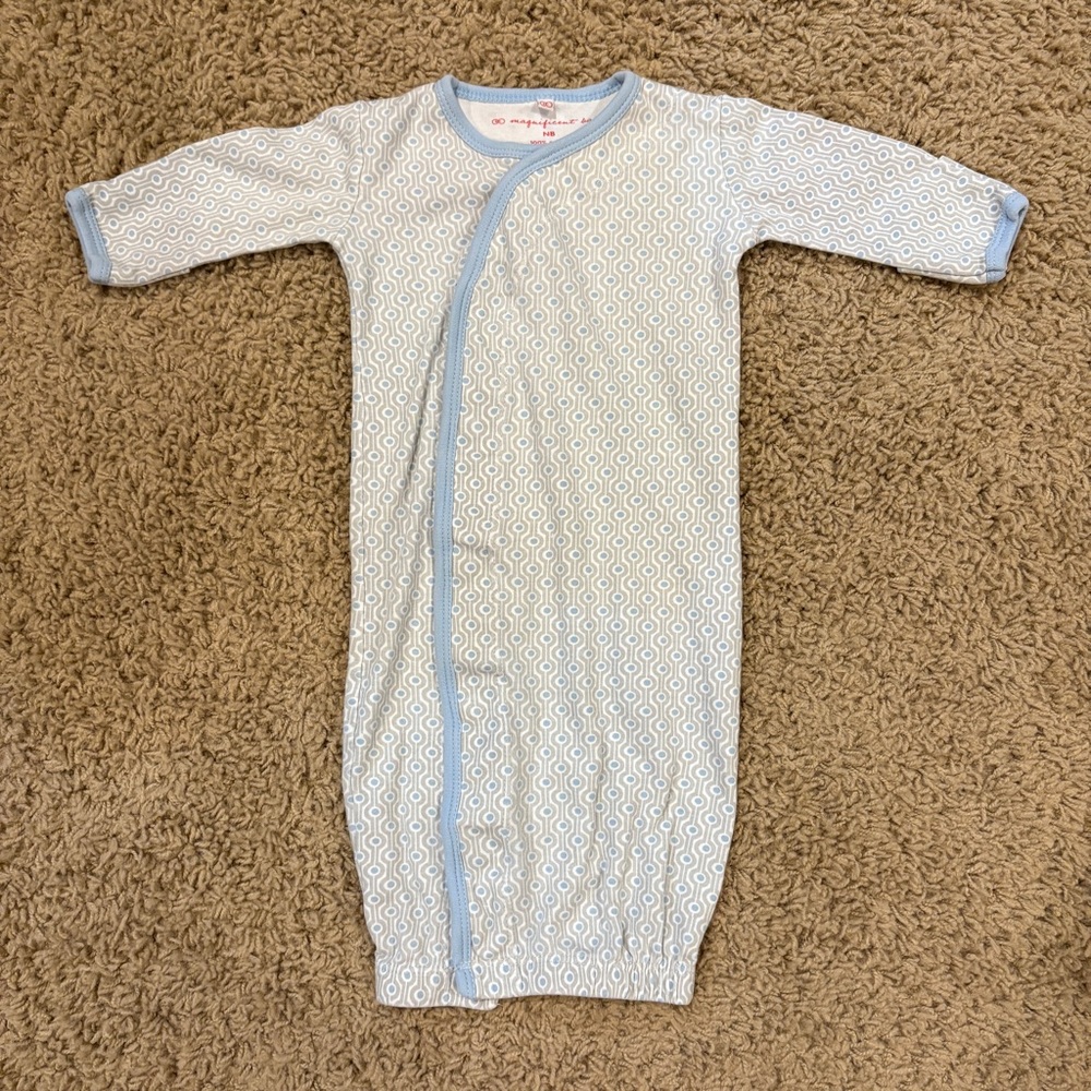 Magnetic Magnificent Baby Newborn NB Sleep Gown Blue Gray Geometric